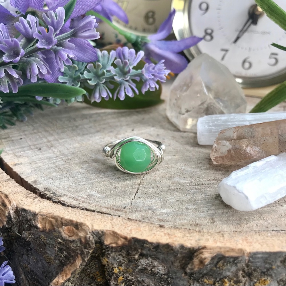 Handmade Silver Plated Green Ring